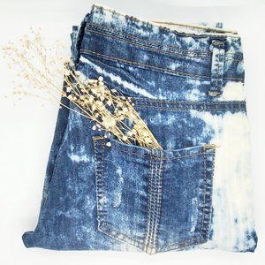 E D G Y blue acid wash low rise skinny jeans
